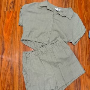 Sage green 100% cotton matching set